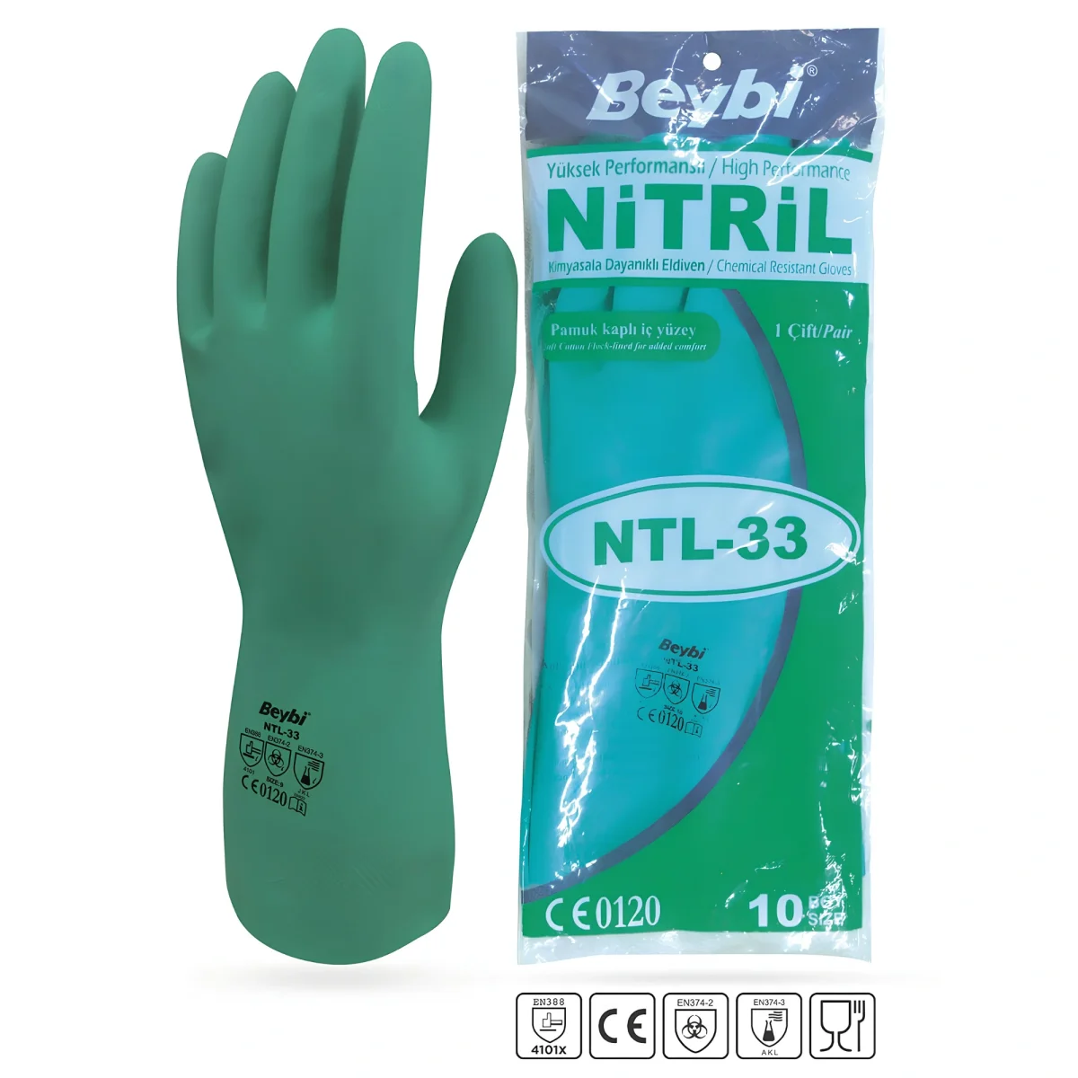 Beybi NTL33 Uzun Kimya Eldiveni 33 Cm XL