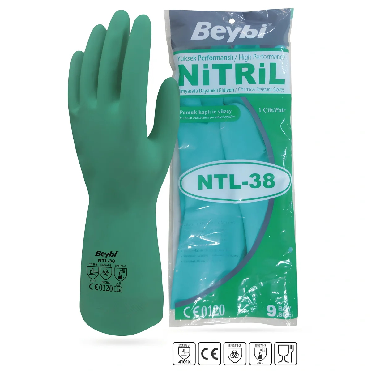 Beybi NTL38 Uzun Kimya Eldiveni 38 Cm XL