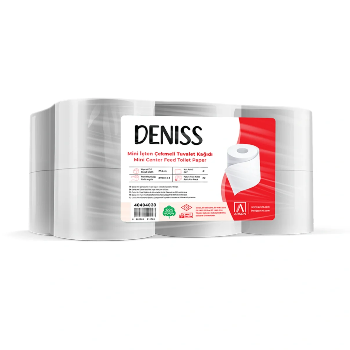 Mini İçten Çekmeli Tuvalet Kağıdı 12 Rulo 3 Kg Deniss