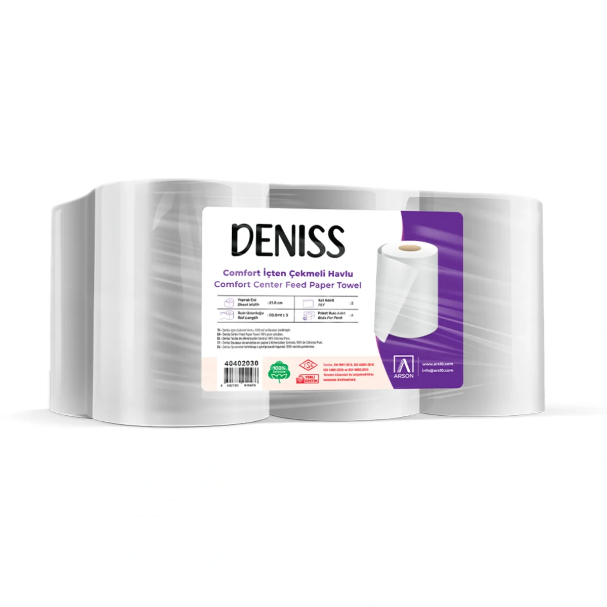 İçten Çekmeli Havlu 6 Rulo - 3 Kg Deniss