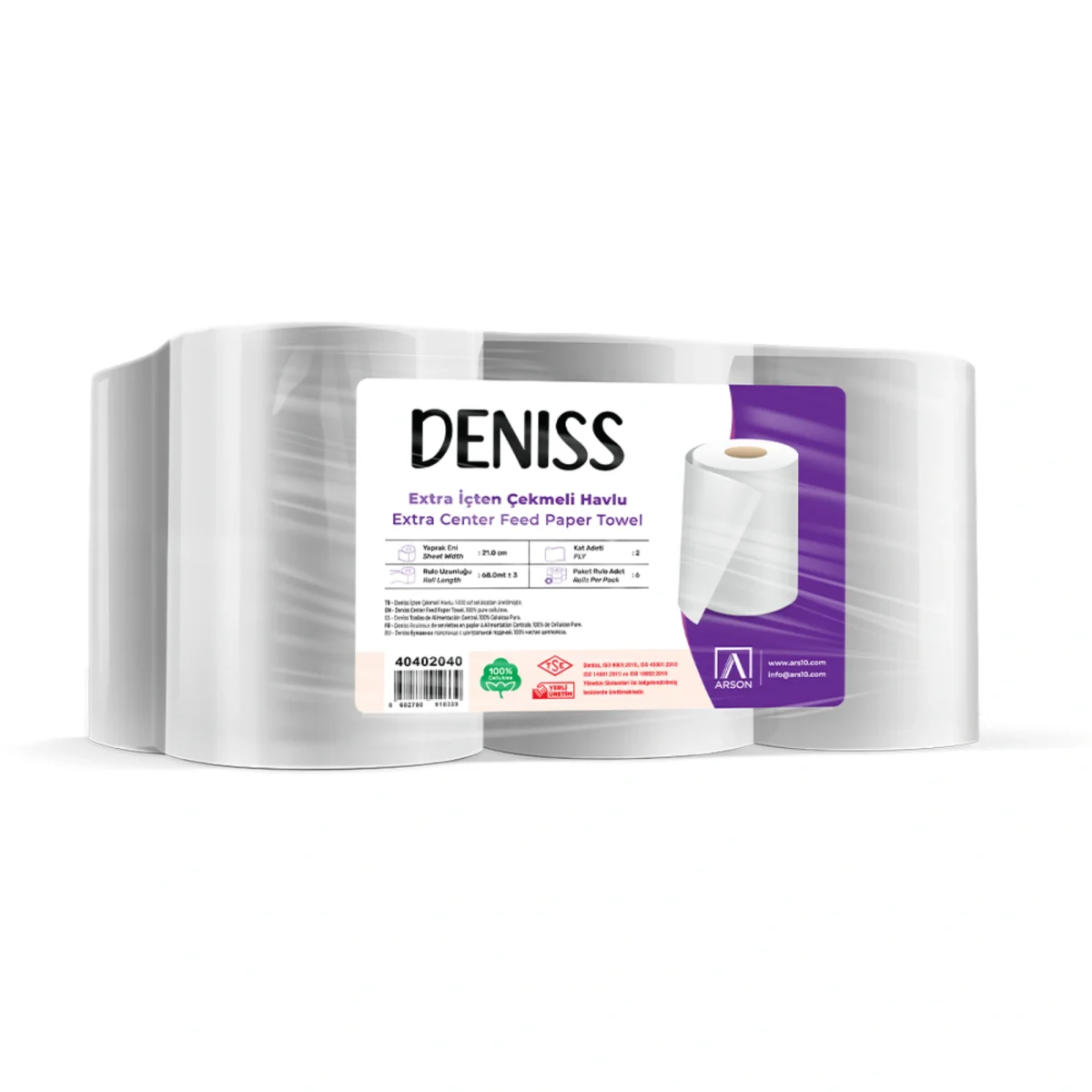 İçten Çekmeli Havlu 6 Rulo - 4 Kg Deniss