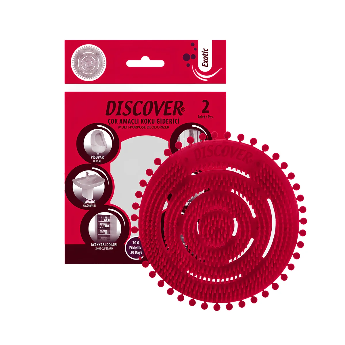 Discover Çok Amaçlı Pisuvar Koku Giderici Pisuvar Süzgeci Exotic 2'li Paket