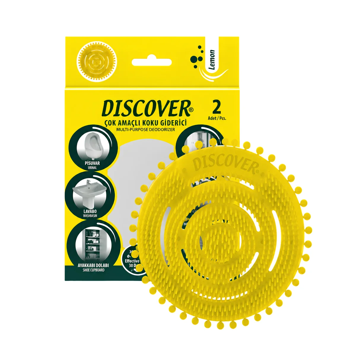 Discover Çok Amaçlı Pisuvar Koku Giderici Pisuvar Süzgeci Lemon 2'li Paket