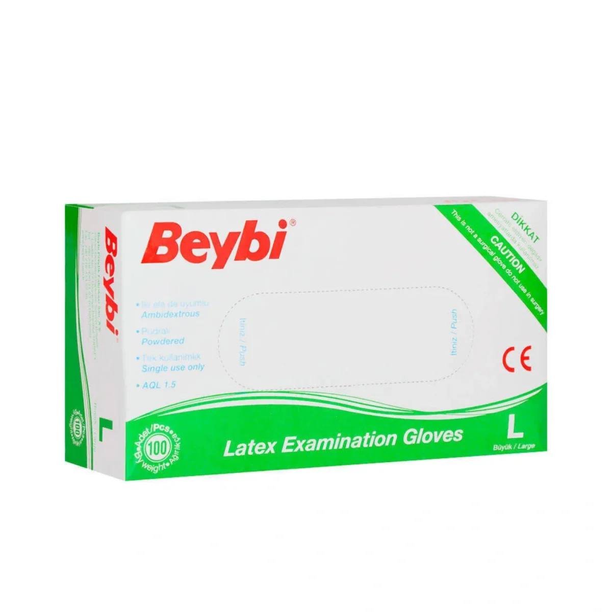 Beybi Pudralı Lateks Eldiven Large Beyaz 100'lü Paket