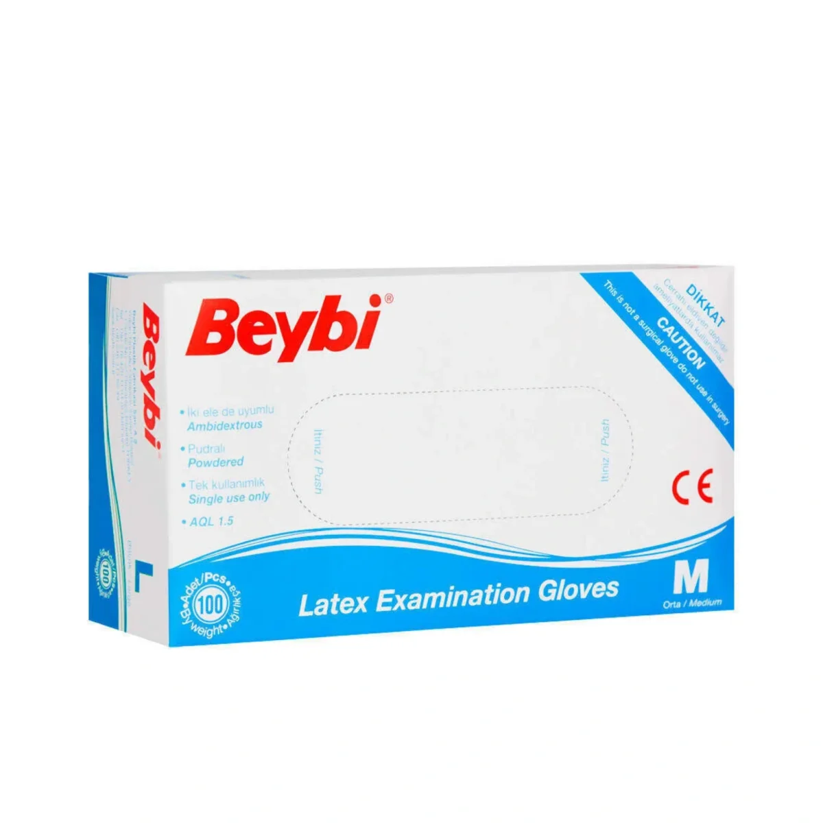 Beybi Pudralı Lateks Eldiven Medium Beyaz 100'lü Paket