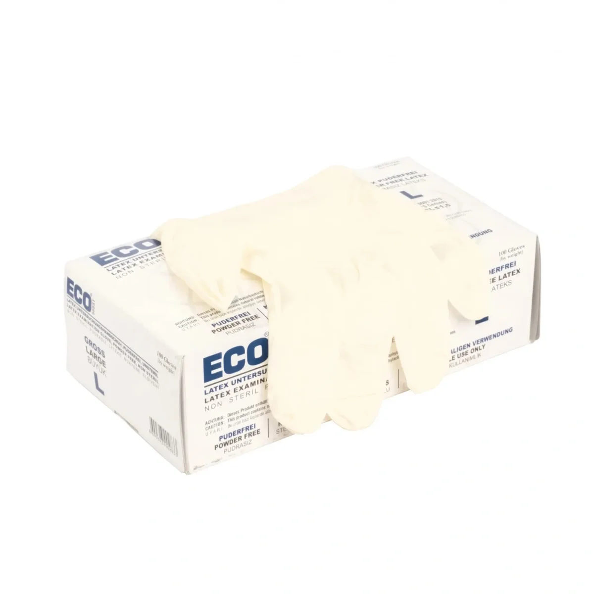 Eco Pudrasız Lateks Eldiven Beyaz Large 100'lü Paket