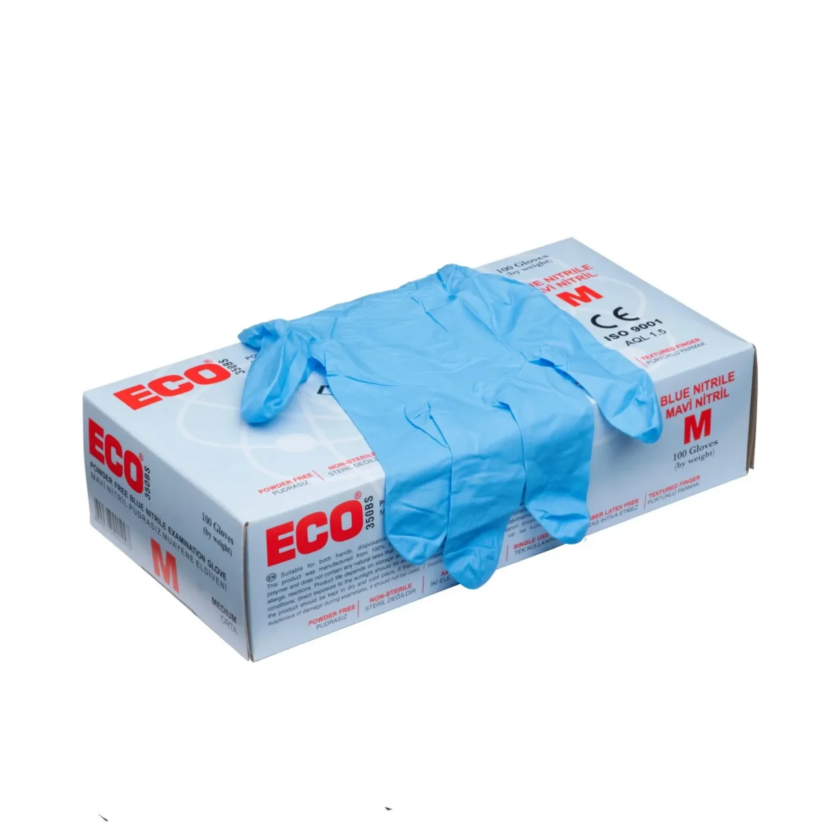 Eco Mavi Nitril Eldiven Pudrasız Medium 100'lü Paket