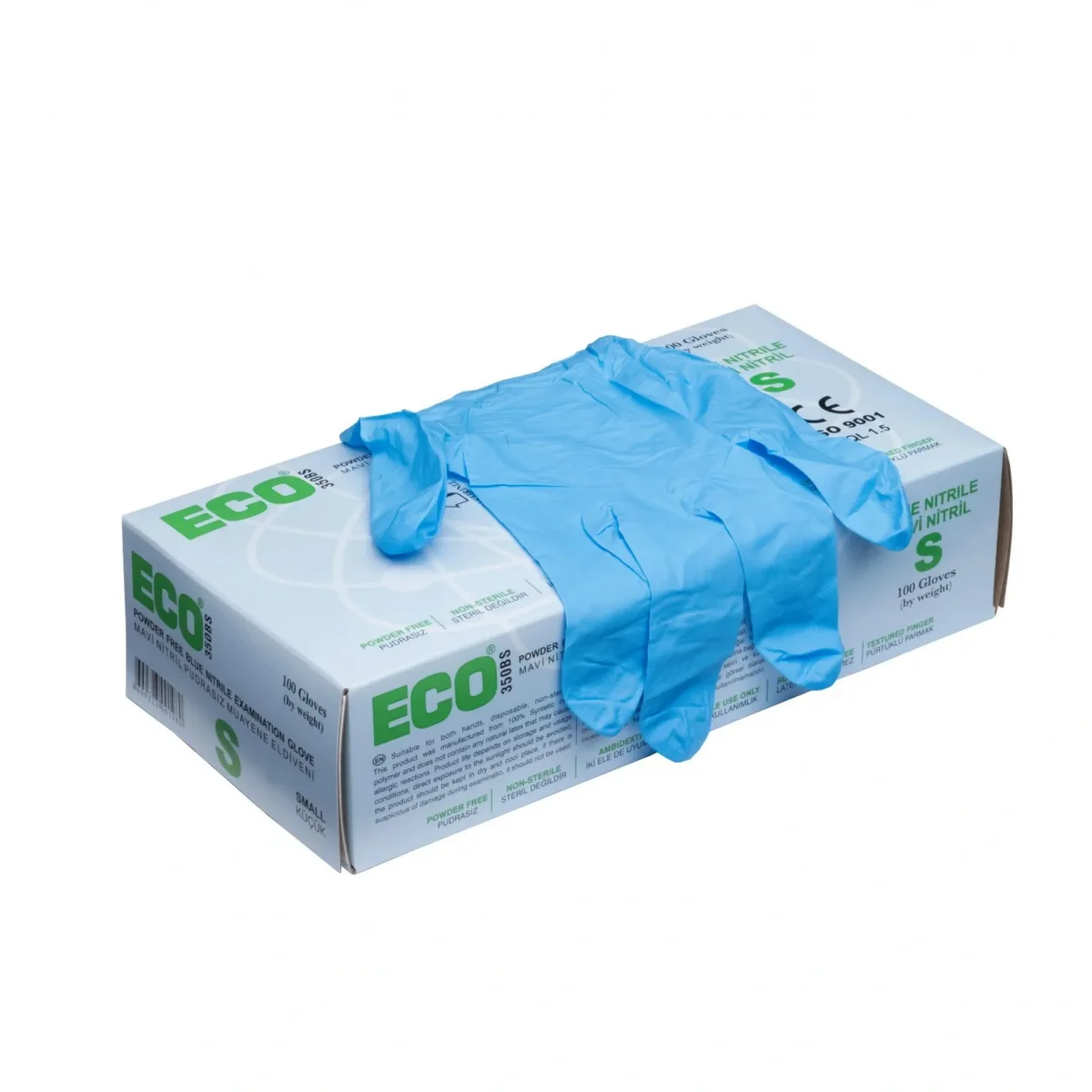 Eco Mavi Nitril Eldiven Pudrasız Small 100'lü Paket