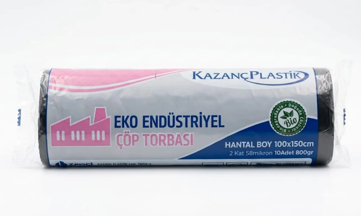 Kazanç Plastik 100x150 Cm Hantal Siyah Çöp Poşeti 800 Gram