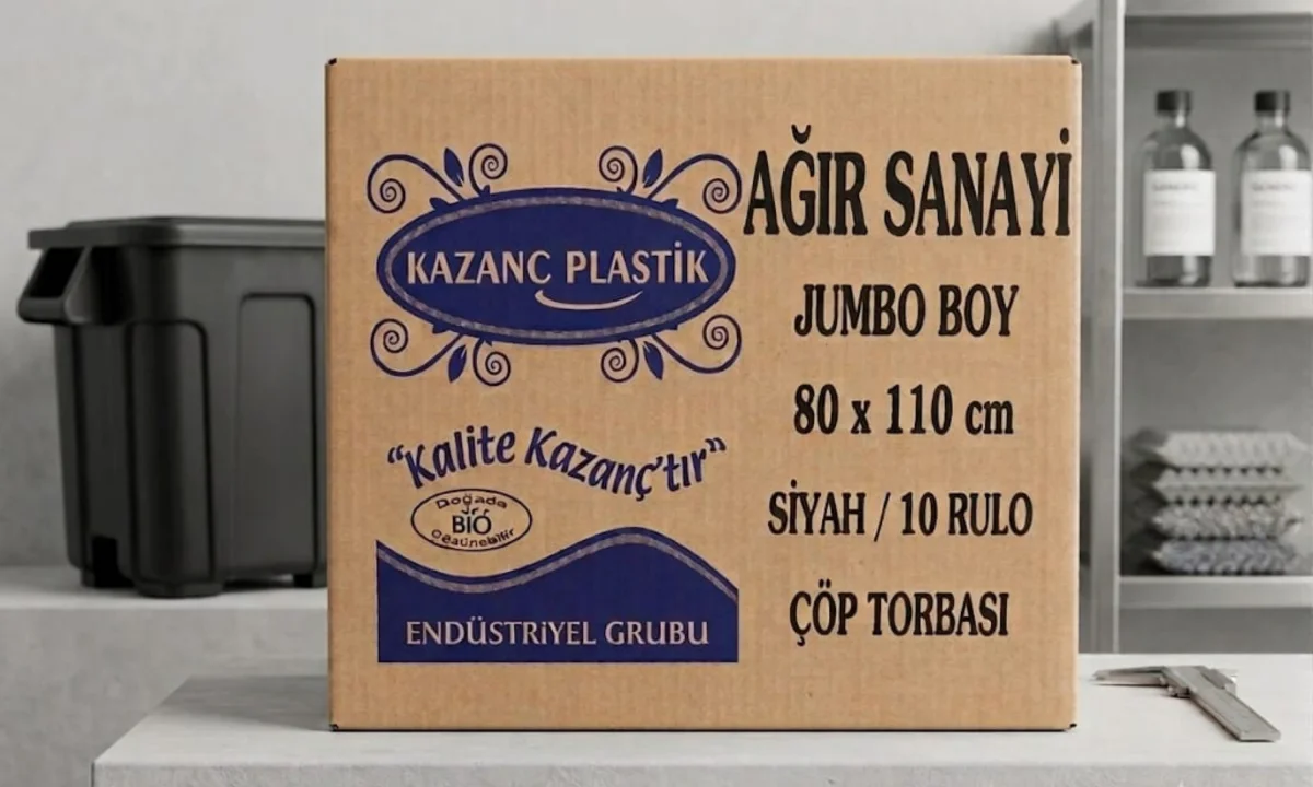 Kazanç Plastik 80x110 Cm Ağır Sanayi Jumbo Siyah Çöp Poşeti 810 Gram 10 Rulo