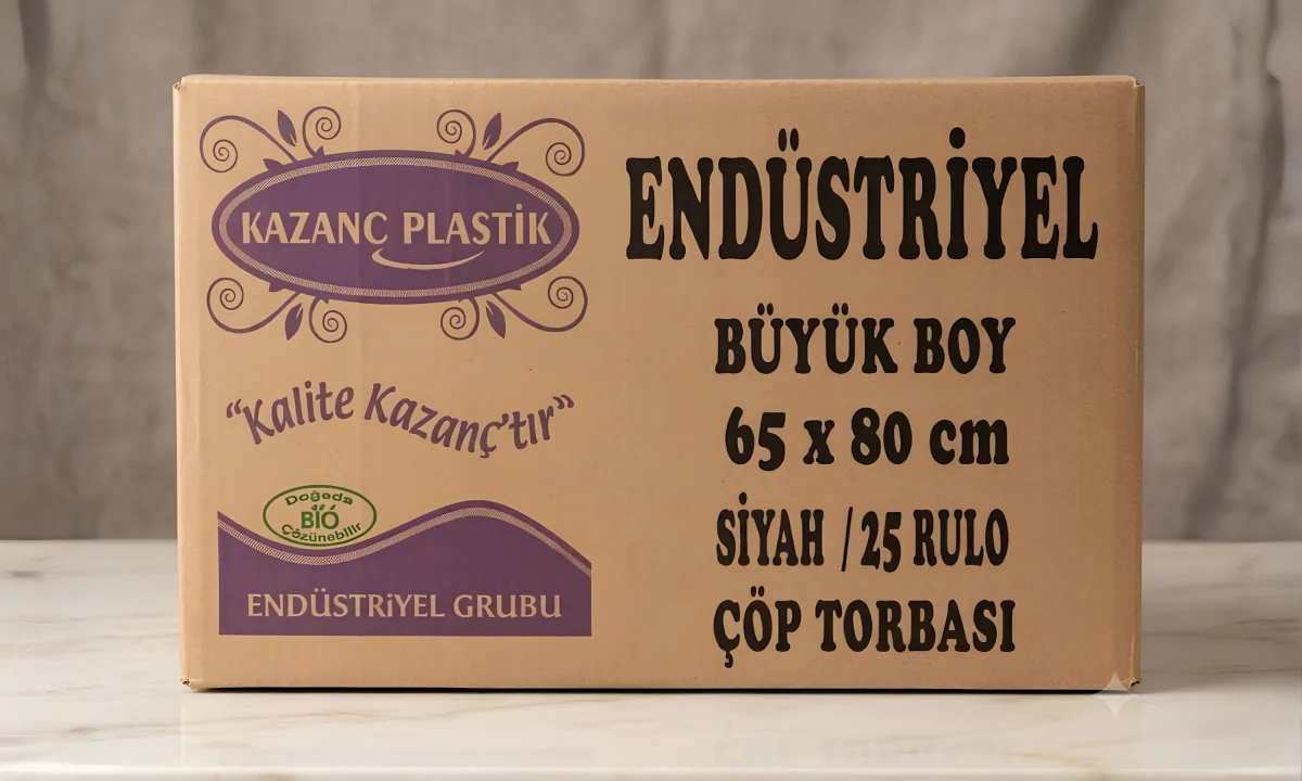Kazanç Plastik 65x80 Cm  Endüstriyel Büyük Çöp Poşeti Siyah 160 Gram 25 Rulo