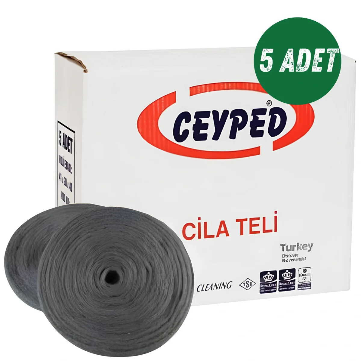 Cey Mop Cila Teli 43 Cm Çelik Cila Pedi 5'li Koli