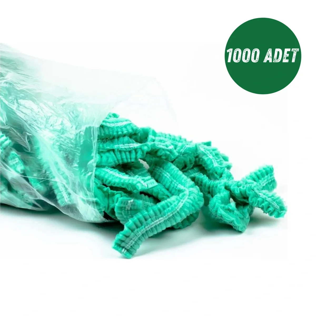 Tek Kullanımlık Saç Bonesi Çift Lastikli Yeşil 52 Cm 1000'li Çuval